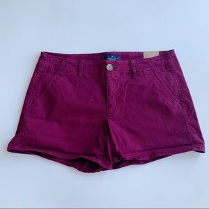 American Eagle NWT Shortie Shorts Burgundy Stretch Low Rise Size 6